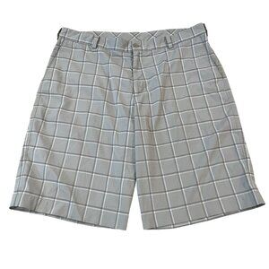 Nike Men's Gray Checkered Golf Shorts Size 36 Waist Flat Front